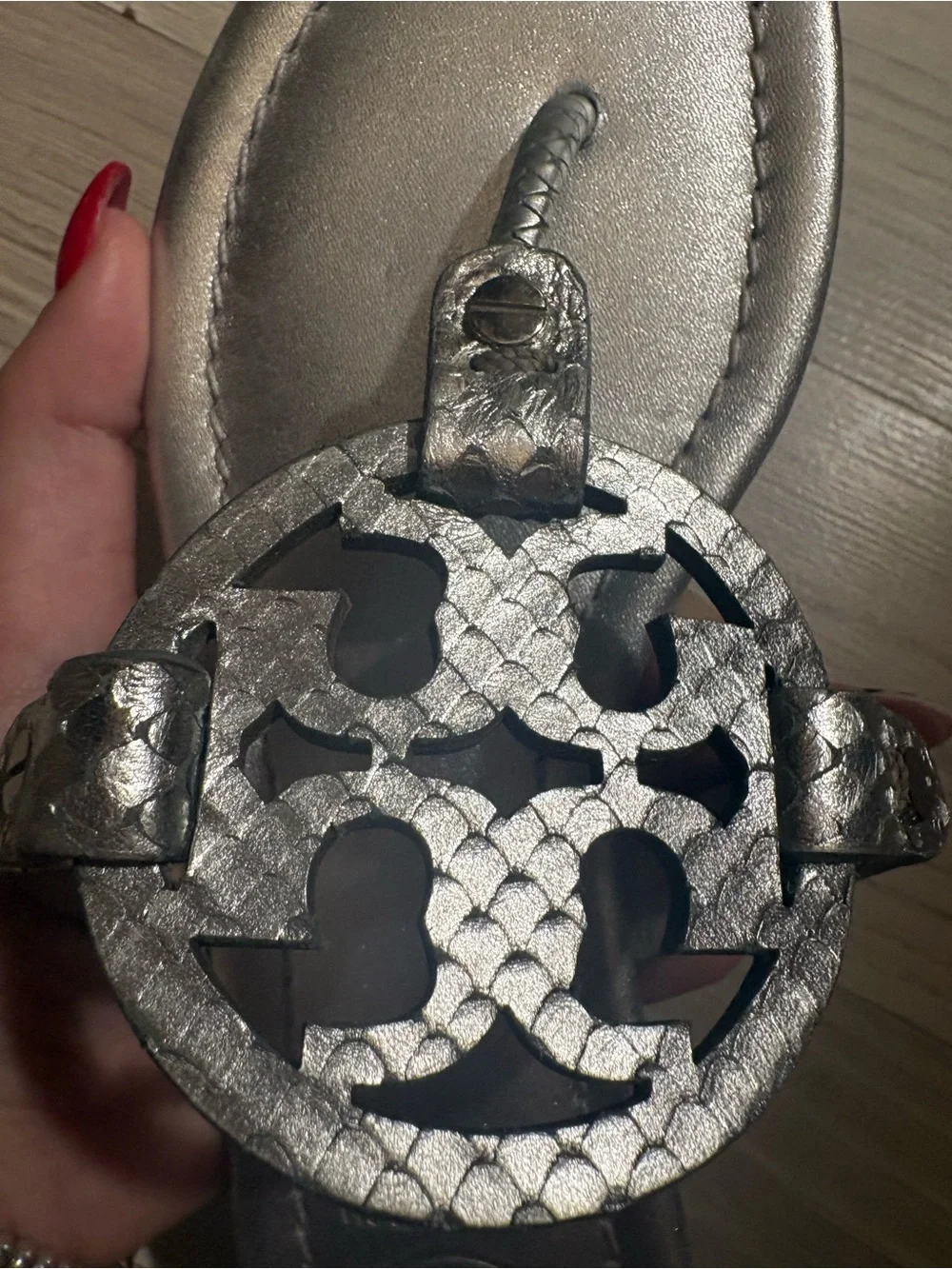 Tory Burch Metallic Silver Sandals